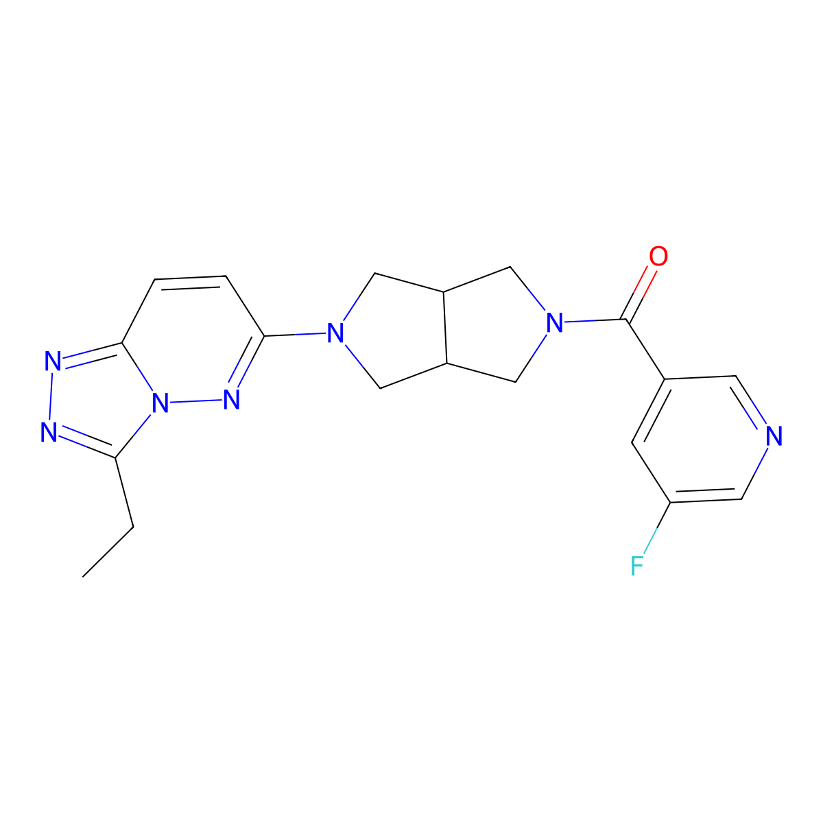 3-(5-{3-Ethyl-[1,2,4]triazolo[4,3-b]pyridazin-6-yl}-octahydropyrrolo[3,4-c]pyrrole-2-carbonyl)-5-fluoropyridine molecular structure, CAS 2640954-49-8