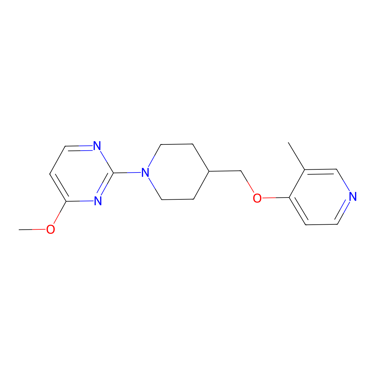 4-Methoxy-2-(4-{[(3-methylpyridin-4-yl)oxy]methyl}piperidin-1-yl)pyrimidine molecular structure, CAS 2640954-55-6