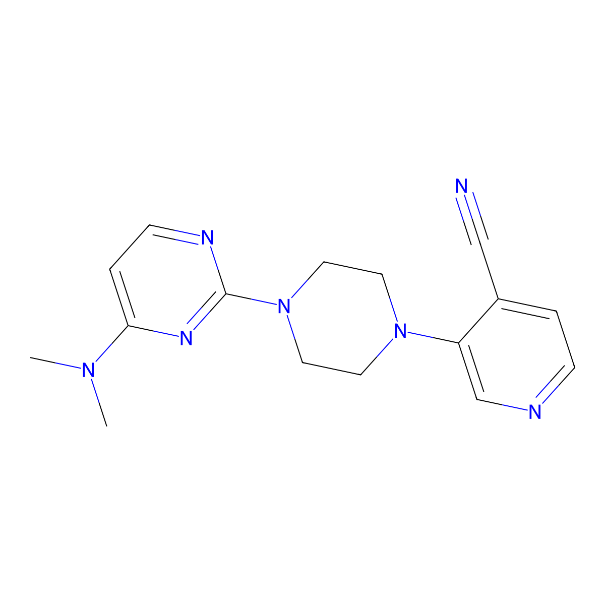 3-{4-[4-(Dimethylamino)pyrimidin-2-yl]piperazin-1-yl}pyridine-4-carbonitrile molecular structure, CAS 2640954-57-8