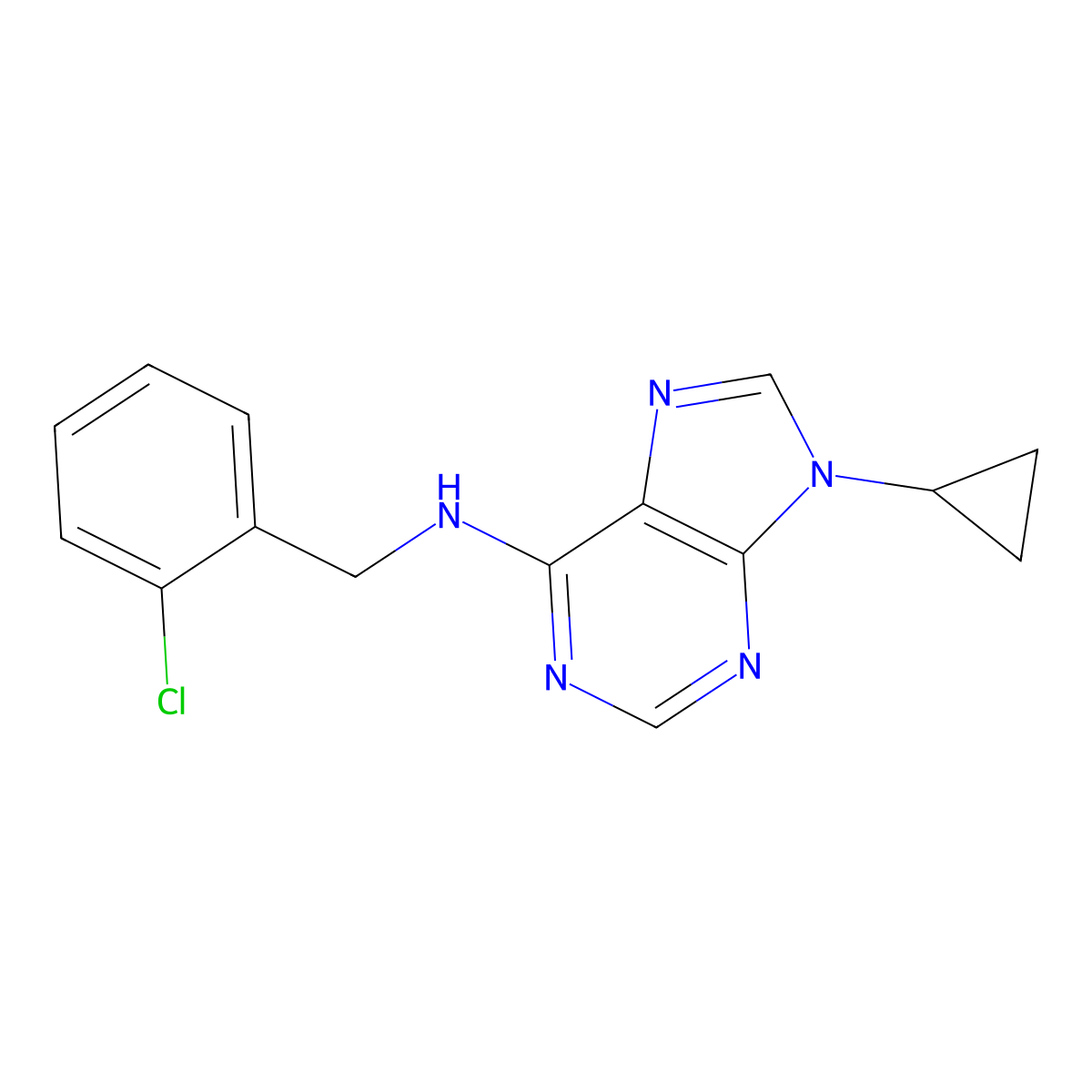 N-[(2-chlorophenyl)methyl]-9-cyclopropyl-9H-purin-6-amine molecular structure, CAS 2640954-60-3