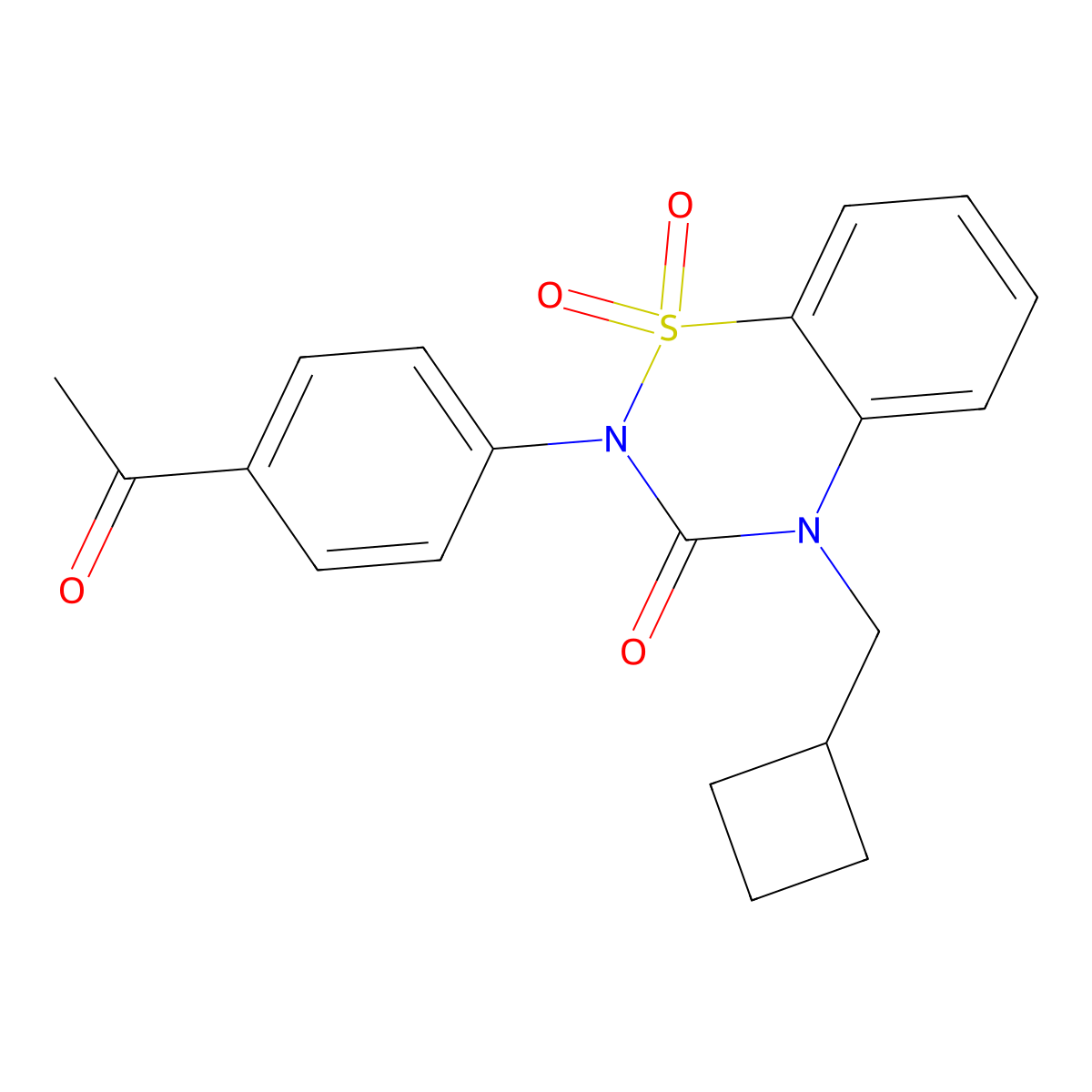2-(4-Acetylphenyl)-4-(cyclobutylmethyl)-1,1-dioxo-1lambda6,2,4-benzothiadiazin-3-one molecular structure, CAS 2640954-71-6