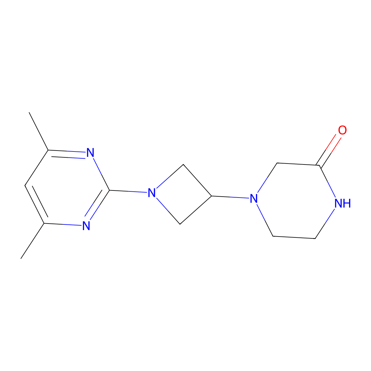 4-[1-(4,6-Dimethylpyrimidin-2-yl)azetidin-3-yl]piperazin-2-one molecular structure, CAS 2640954-75-0