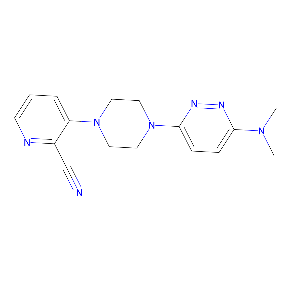 3-{4-[6-(Dimethylamino)pyridazin-3-yl]piperazin-1-yl}pyridine-2-carbonitrile molecular structure, CAS 2640954-78-3