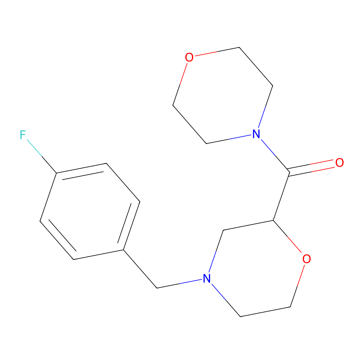4-[(4-Fluorophenyl)methyl]-2-(morpholine-4-carbonyl)morpholine molecular structure, CAS 2640954-79-4