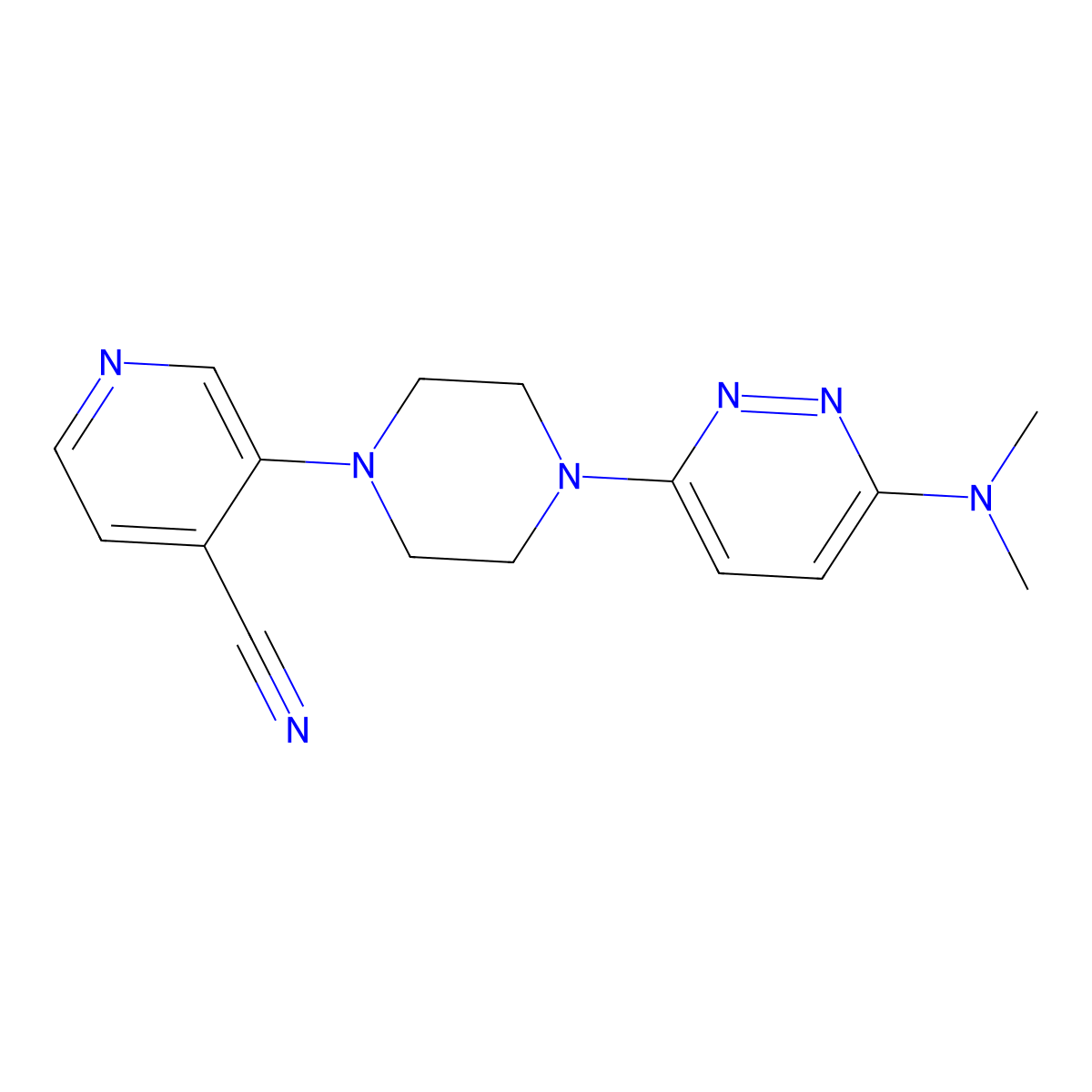 3-{4-[6-(Dimethylamino)pyridazin-3-yl]piperazin-1-yl}pyridine-4-carbonitrile molecular structure, CAS 2640954-82-9