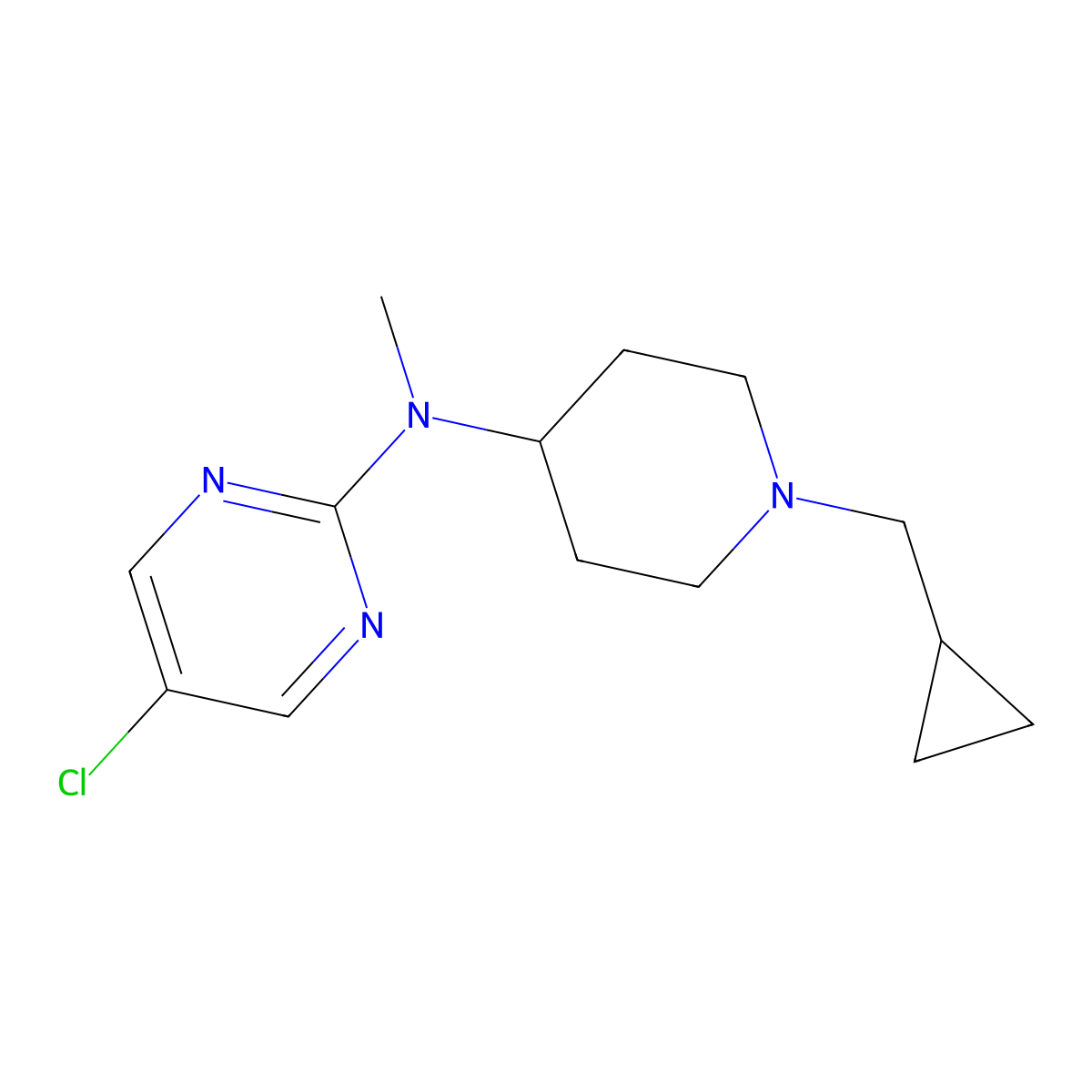 5-chloro-N-[1-(cyclopropylmethyl)piperidin-4-yl]-N-methylpyrimidin-2-amine molecular structure, CAS 2640954-87-4