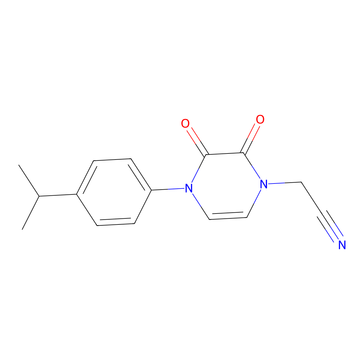 2-{2,3-Dioxo-4-[4-(propan-2-yl)phenyl]-1,2,3,4-tetrahydropyrazin-1-yl}acetonitrile molecular structure, CAS 2640954-92-1
