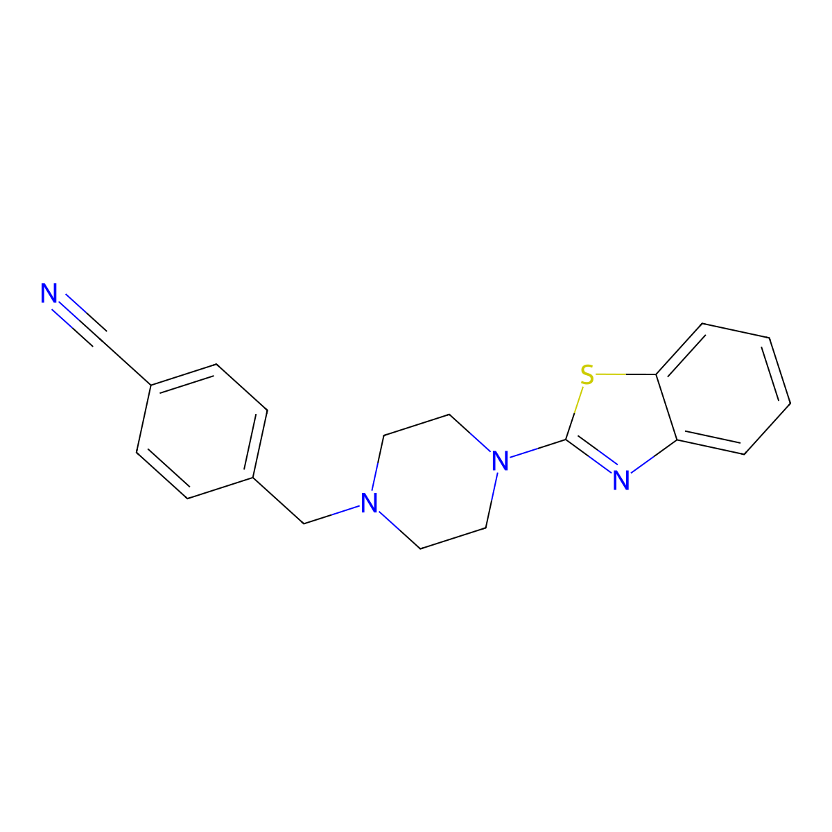4-{[4-(1,3-Benzothiazol-2-yl)piperazin-1-yl]methyl}benzonitrile molecular structure, CAS 2640954-98-7