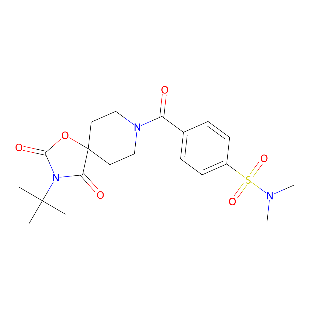 4-{3-tert-butyl-2,4-dioxo-1-oxa-3,8-diazaspiro[4.5]decane-8-carbonyl}-N,N-dimethylbenzene-1-sulfonamide molecular structure, CAS 2640955-03-7