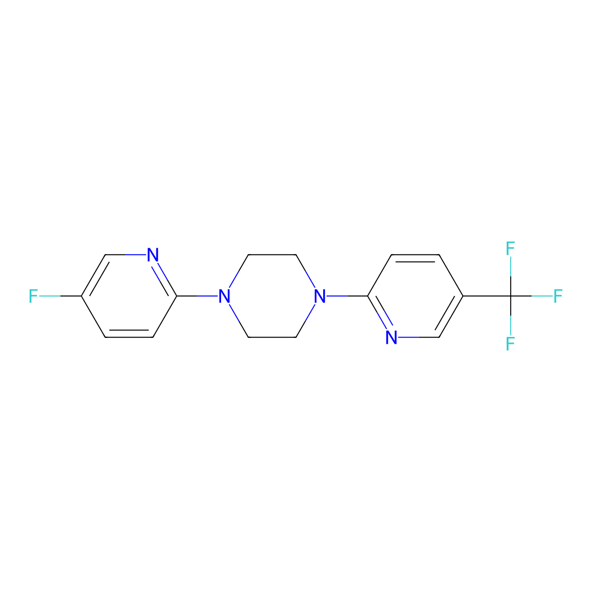 1-(5-Fluoropyridin-2-yl)-4-[5-(trifluoromethyl)pyridin-2-yl]piperazine molecular structure, CAS 2640955-09-3