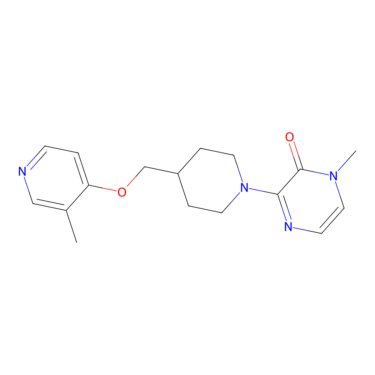 1-Methyl-3-(4-{[(3-methylpyridin-4-yl)oxy]methyl}piperidin-1-yl)-1,2-dihydropyrazin-2-one molecular structure, CAS 2640955-10-6