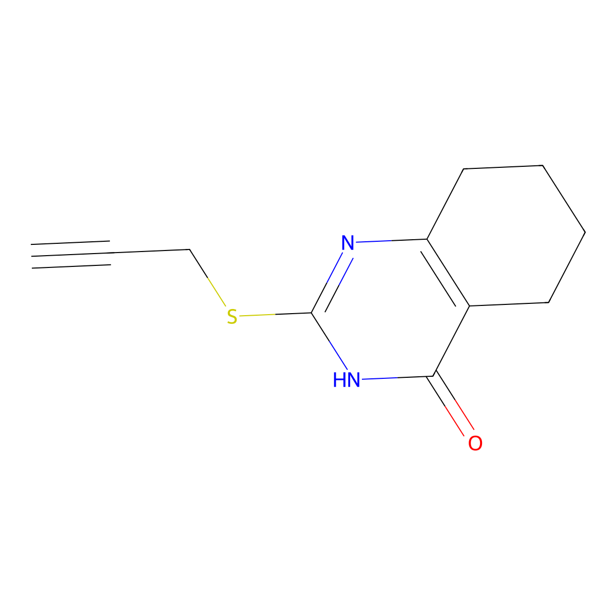 2-(Prop-2-yn-1-ylsulfanyl)-3,4,5,6,7,8-hexahydroquinazolin-4-one molecular structure, CAS 2640955-11-7