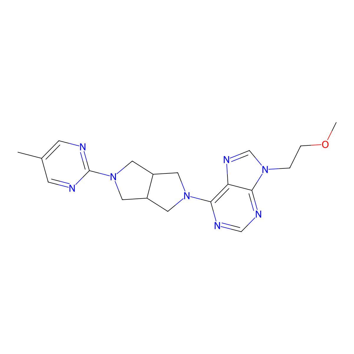 9-(2-methoxyethyl)-6-[5-(5-methylpyrimidin-2-yl)-octahydropyrrolo[3,4-c]pyrrol-2-yl]-9H-purine molecular structure, CAS 2640955-14-0