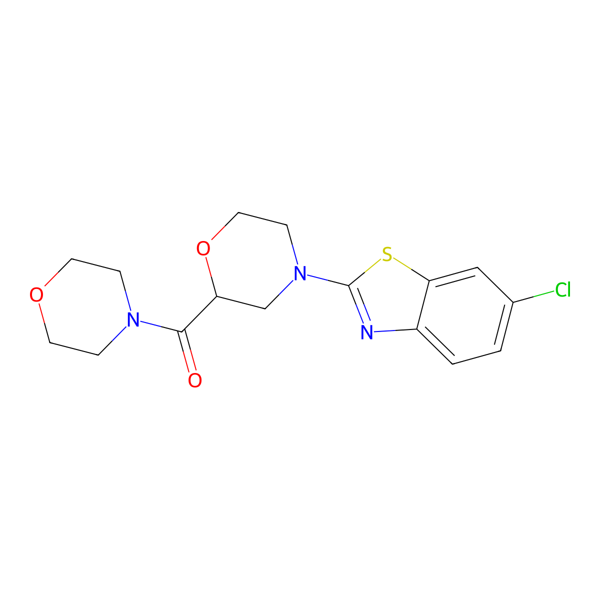 6-Chloro-2-[2-(morpholine-4-carbonyl)morpholin-4-yl]-1,3-benzothiazole molecular structure, CAS 2640955-15-1