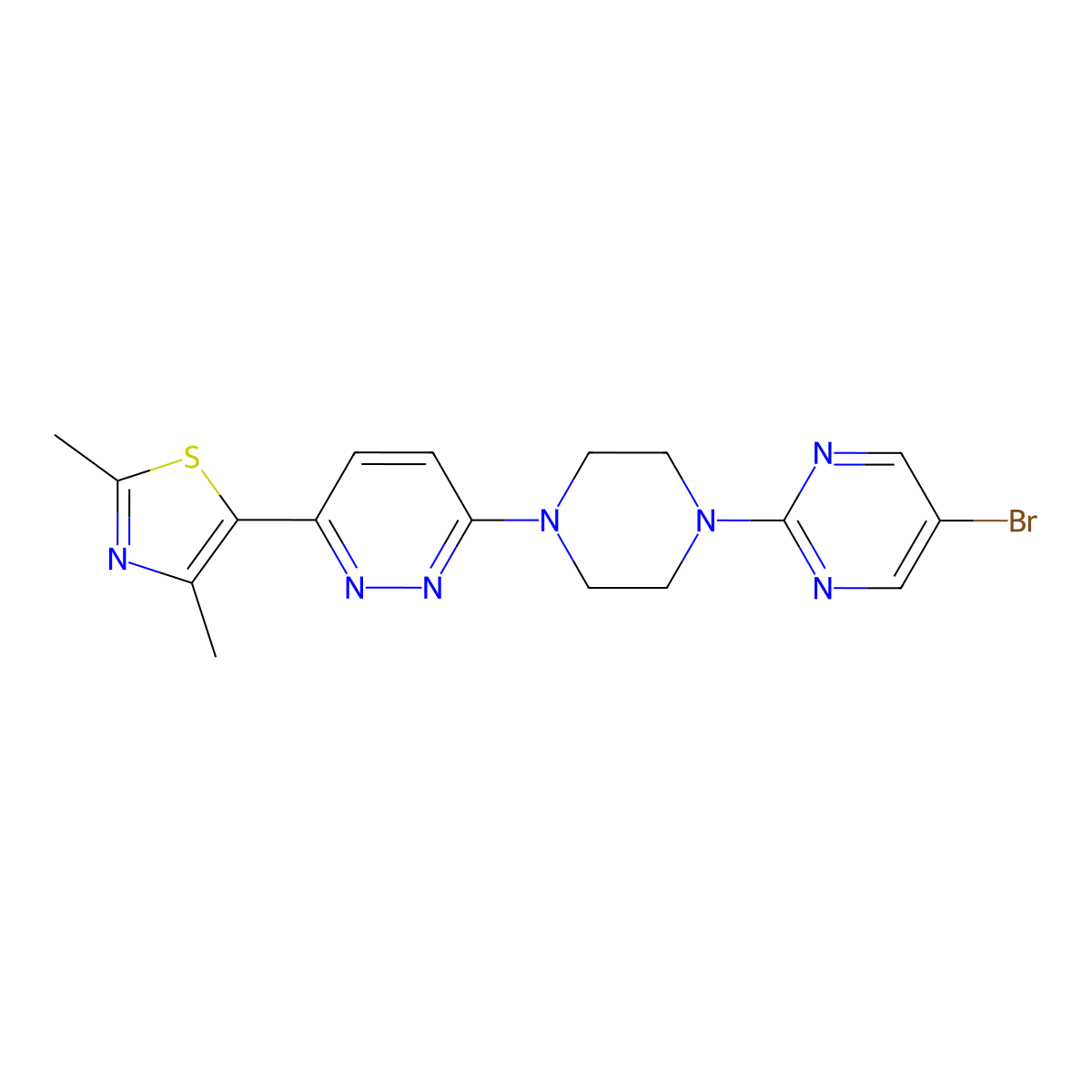 3-[4-(5-Bromopyrimidin-2-yl)piperazin-1-yl]-6-(2,4-dimethyl-1,3-thiazol-5-yl)pyridazine molecular structure, CAS 2640955-24-2