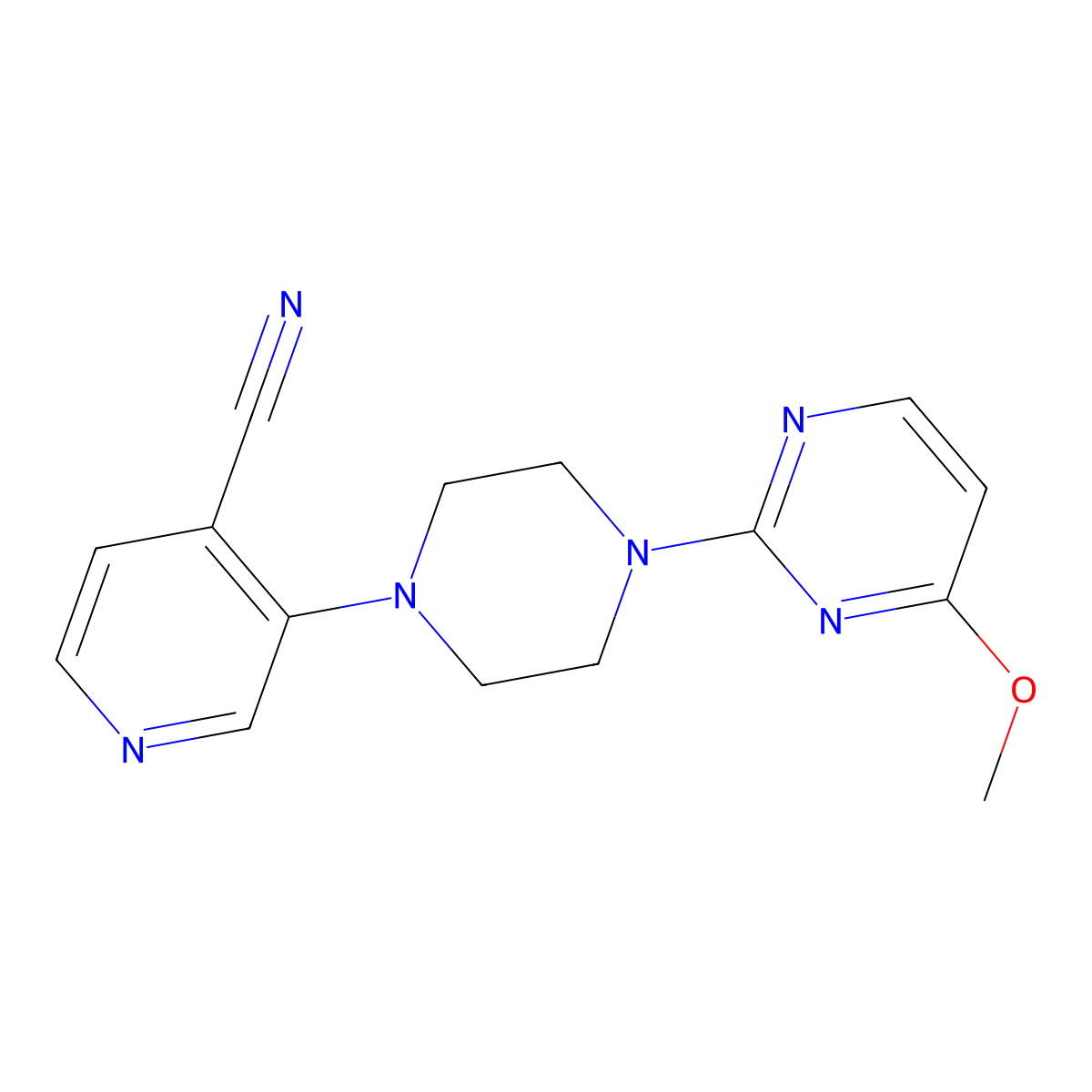 3-[4-(4-Methoxypyrimidin-2-yl)piperazin-1-yl]pyridine-4-carbonitrile molecular structure, CAS 2640955-26-4