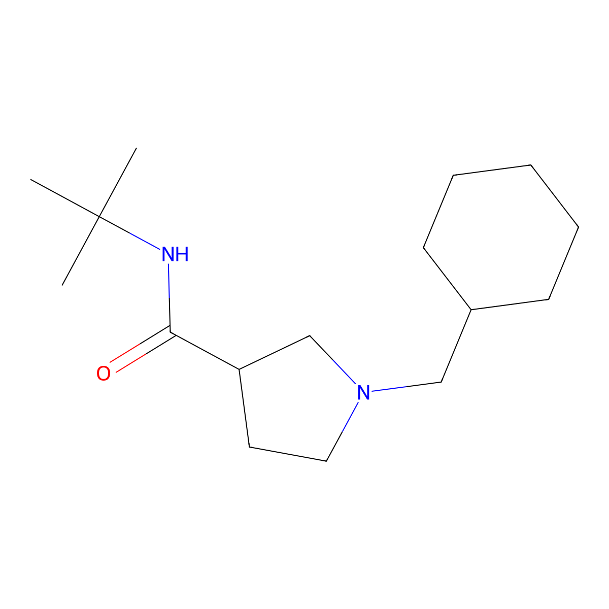 N-tert-butyl-1-(cyclohexylmethyl)pyrrolidine-3-carboxamide molecular structure, CAS 2640955-36-6