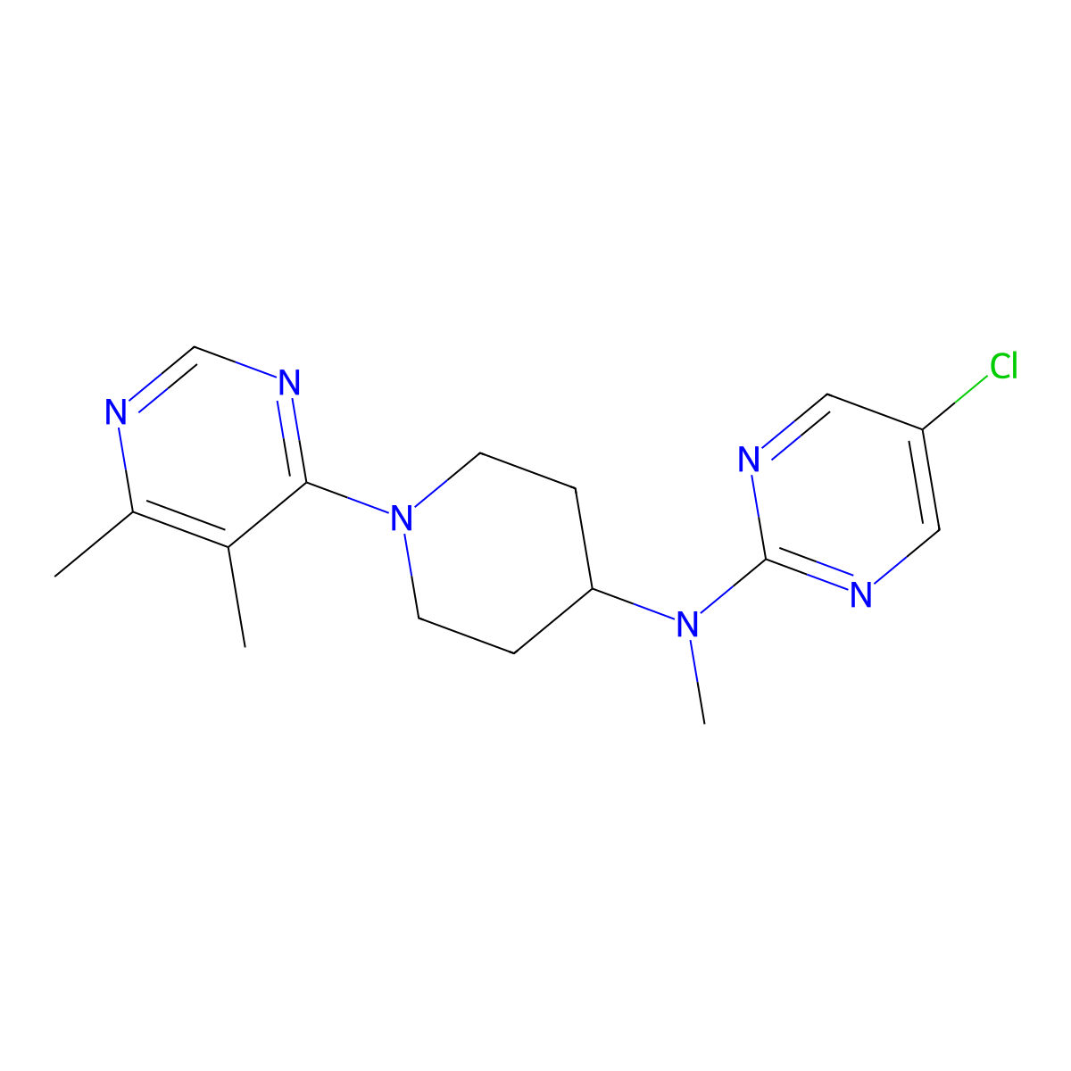 5-chloro-N-[1-(5,6-dimethylpyrimidin-4-yl)piperidin-4-yl]-N-methylpyrimidin-2-amine molecular structure, CAS 2640955-38-8