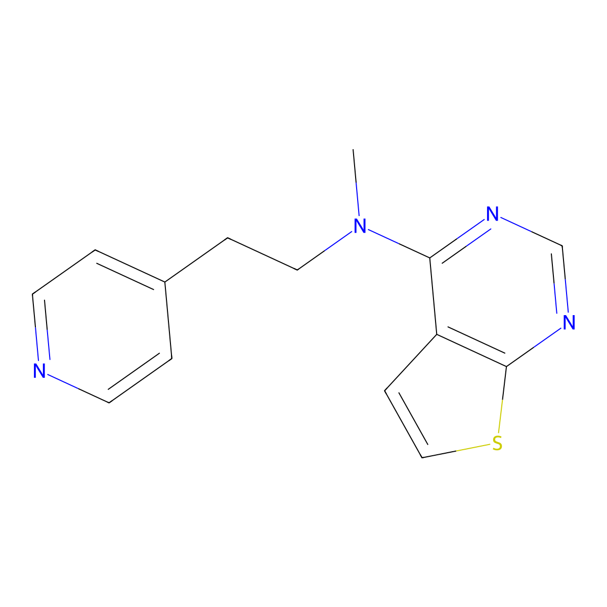 N-methyl-N-[2-(pyridin-4-yl)ethyl]thieno[2,3-d]pyrimidin-4-amine molecular structure, CAS 2640955-40-2