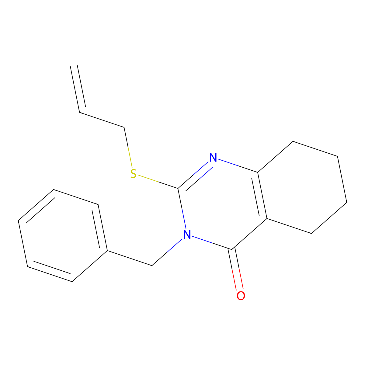 3-Benzyl-2-(prop-2-en-1-ylsulfanyl)-3,4,5,6,7,8-hexahydroquinazolin-4-one molecular structure, CAS 2640955-43-5