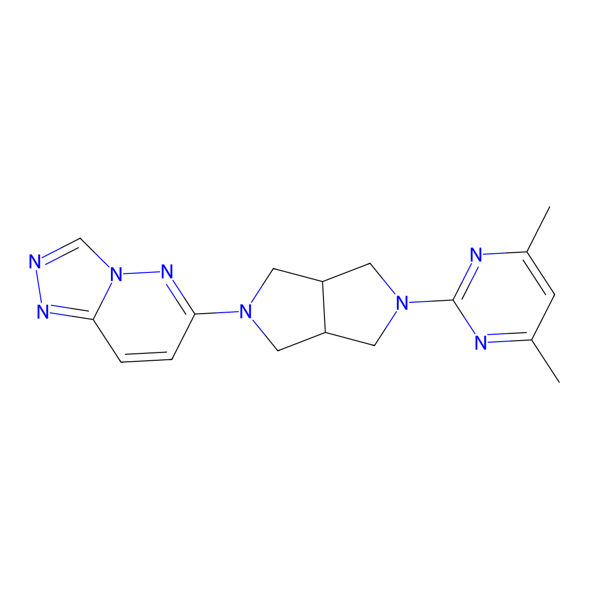 4,6-Dimethyl-2-(5-{[1,2,4]triazolo[4,3-b]pyridazin-6-yl}-octahydropyrrolo[3,4-c]pyrrol-2-yl)pyrimidine molecular structure, CAS 2640955-45-7