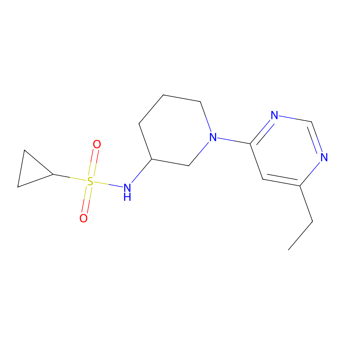 N-[1-(6-ethylpyrimidin-4-yl)piperidin-3-yl]cyclopropanesulfonamide molecular structure, CAS 2640955-48-0