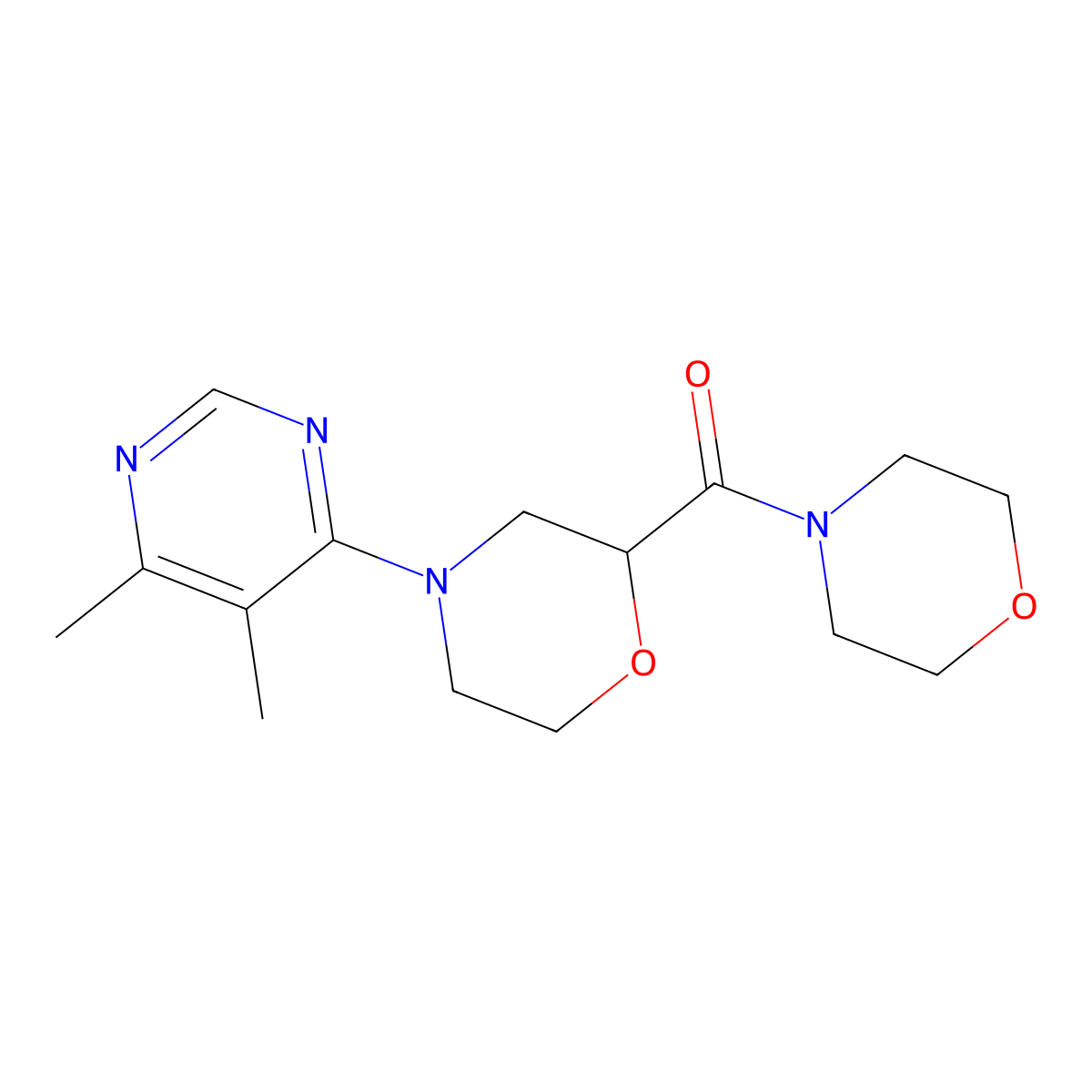 4-(5,6-Dimethylpyrimidin-4-yl)-2-(morpholine-4-carbonyl)morpholine molecular structure, CAS 2640955-53-7