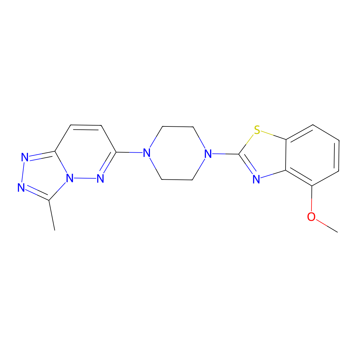 4-Methoxy-2-(4-{3-methyl-[1,2,4]triazolo[4,3-b]pyridazin-6-yl}piperazin-1-yl)-1,3-benzothiazole molecular structure, CAS 2640955-61-7