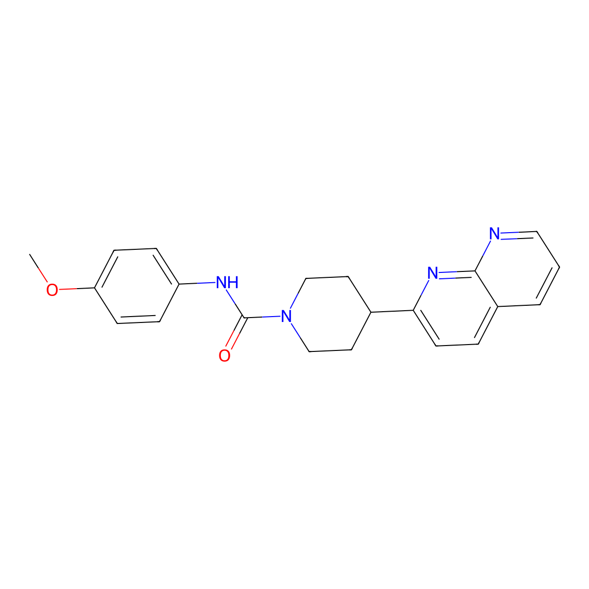 N-(4-methoxyphenyl)-4-(1,8-naphthyridin-2-yl)piperidine-1-carboxamide molecular structure, CAS 2640955-66-2