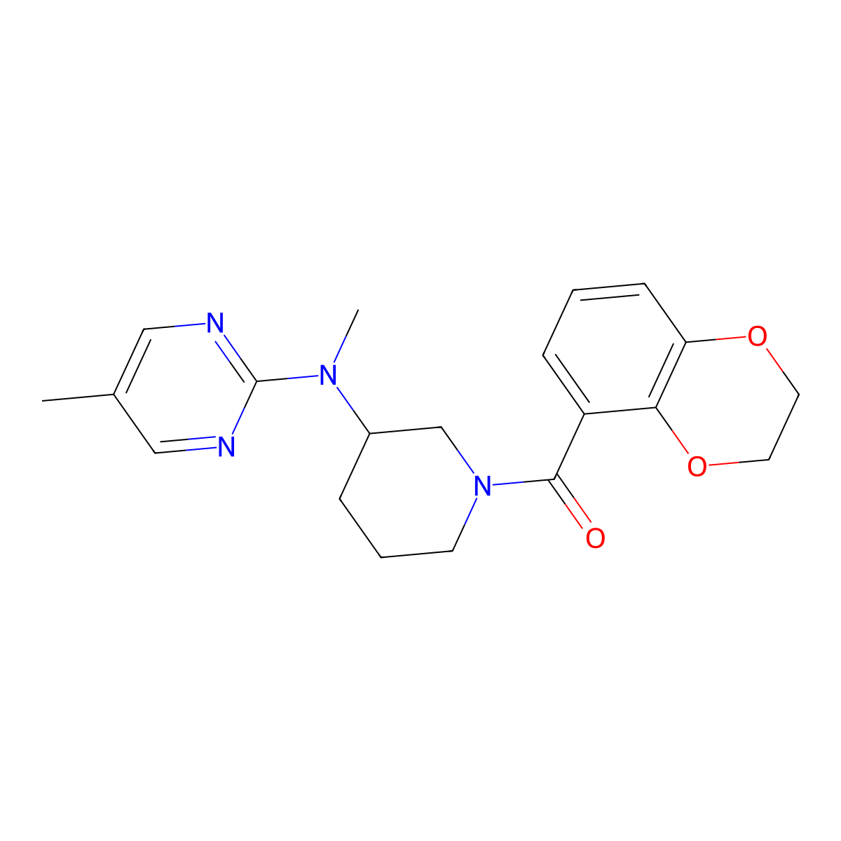 N-[1-(2,3-dihydro-1,4-benzodioxine-5-carbonyl)piperidin-3-yl]-N,5-dimethylpyrimidin-2-amine molecular structure, CAS 2640955-72-0