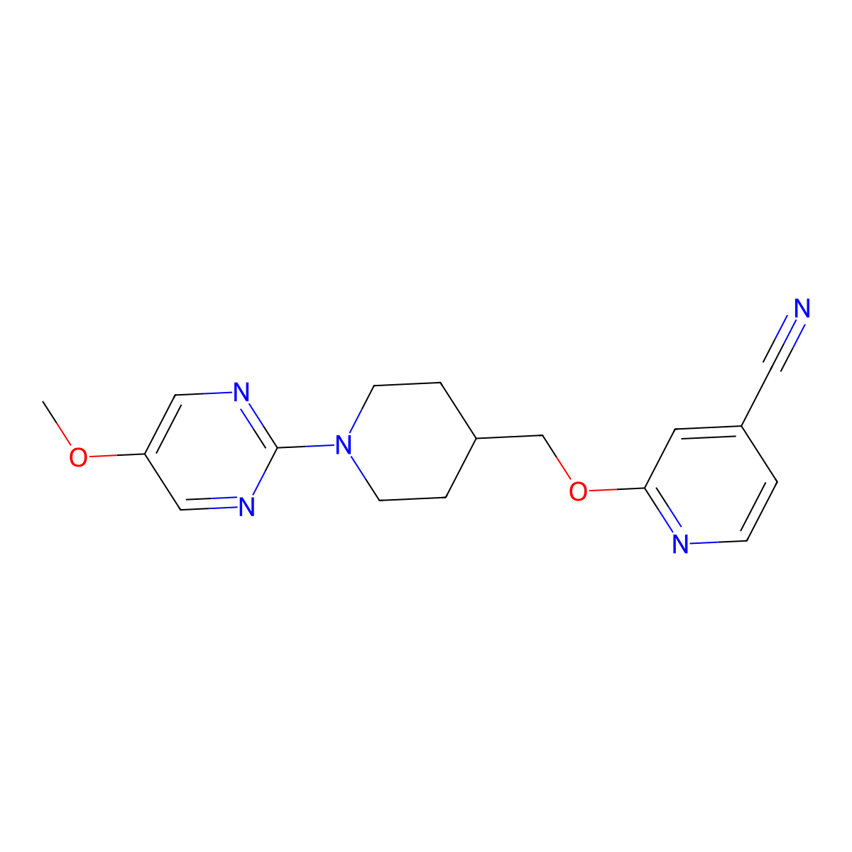 2-{[1-(5-Methoxypyrimidin-2-yl)piperidin-4-yl]methoxy}pyridine-4-carbonitrile molecular structure, CAS 2640955-77-5