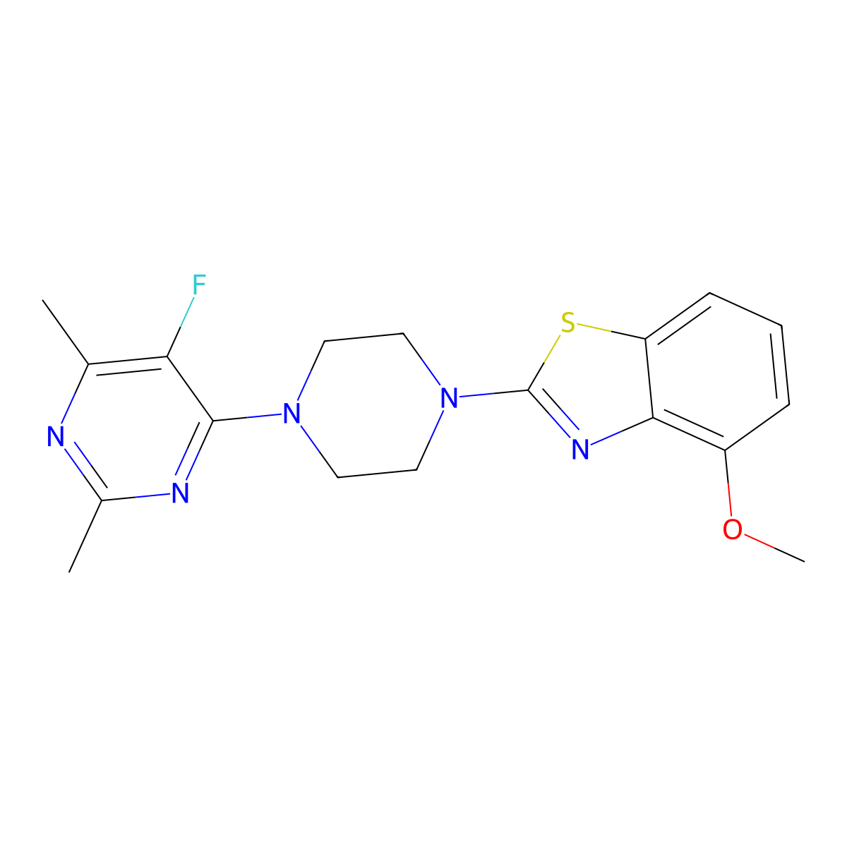 2-[4-(5-Fluoro-2,6-dimethylpyrimidin-4-yl)piperazin-1-yl]-4-methoxy-1,3-benzothiazole molecular structure, CAS 2640955-95-7