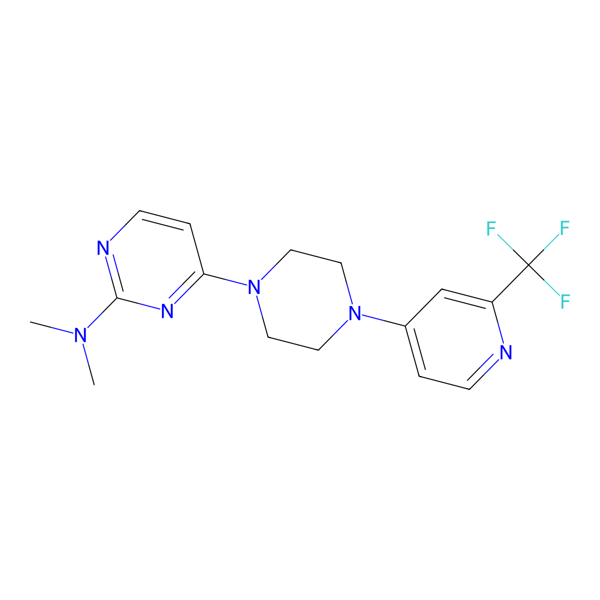 N,N-dimethyl-4-{4-[2-(trifluoromethyl)pyridin-4-yl]piperazin-1-yl}pyrimidin-2-amine molecular structure, CAS 2640956-07-4