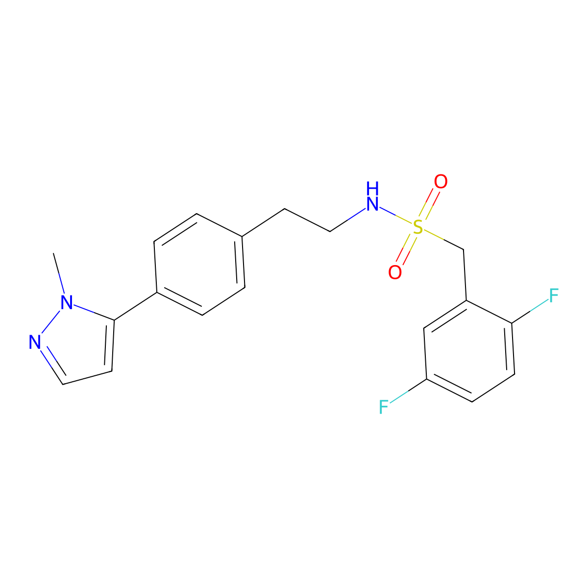 1-(2,5-difluorophenyl)-N-{2-[4-(1-methyl-1H-pyrazol-5-yl)phenyl]ethyl}methanesulfonamide molecular structure, CAS 2640956-11-0