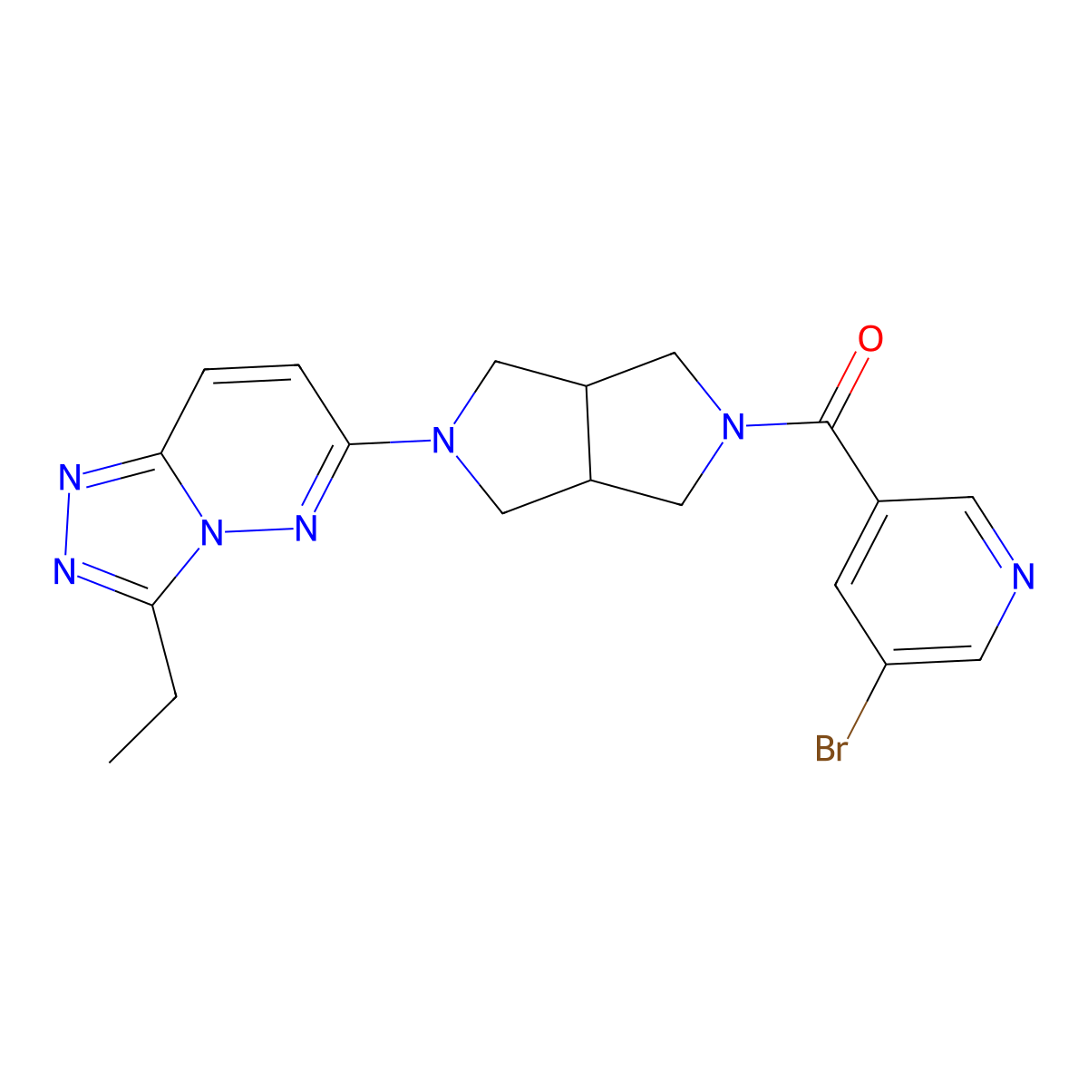 3-Bromo-5-(5-{3-ethyl-[1,2,4]triazolo[4,3-b]pyridazin-6-yl}-octahydropyrrolo[3,4-c]pyrrole-2-carbonyl)pyridine molecular structure, CAS 2640956-18-7
