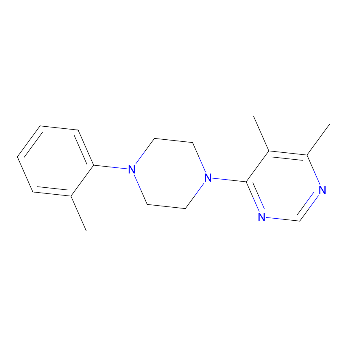 4,5-Dimethyl-6-[4-(2-methylphenyl)piperazin-1-yl]pyrimidine molecular structure, CAS 2640956-19-8