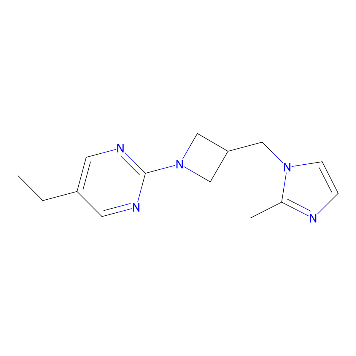 5-ethyl-2-{3-[(2-methyl-1H-imidazol-1-yl)methyl]azetidin-1-yl}pyrimidine molecular structure, CAS 2640956-25-6
