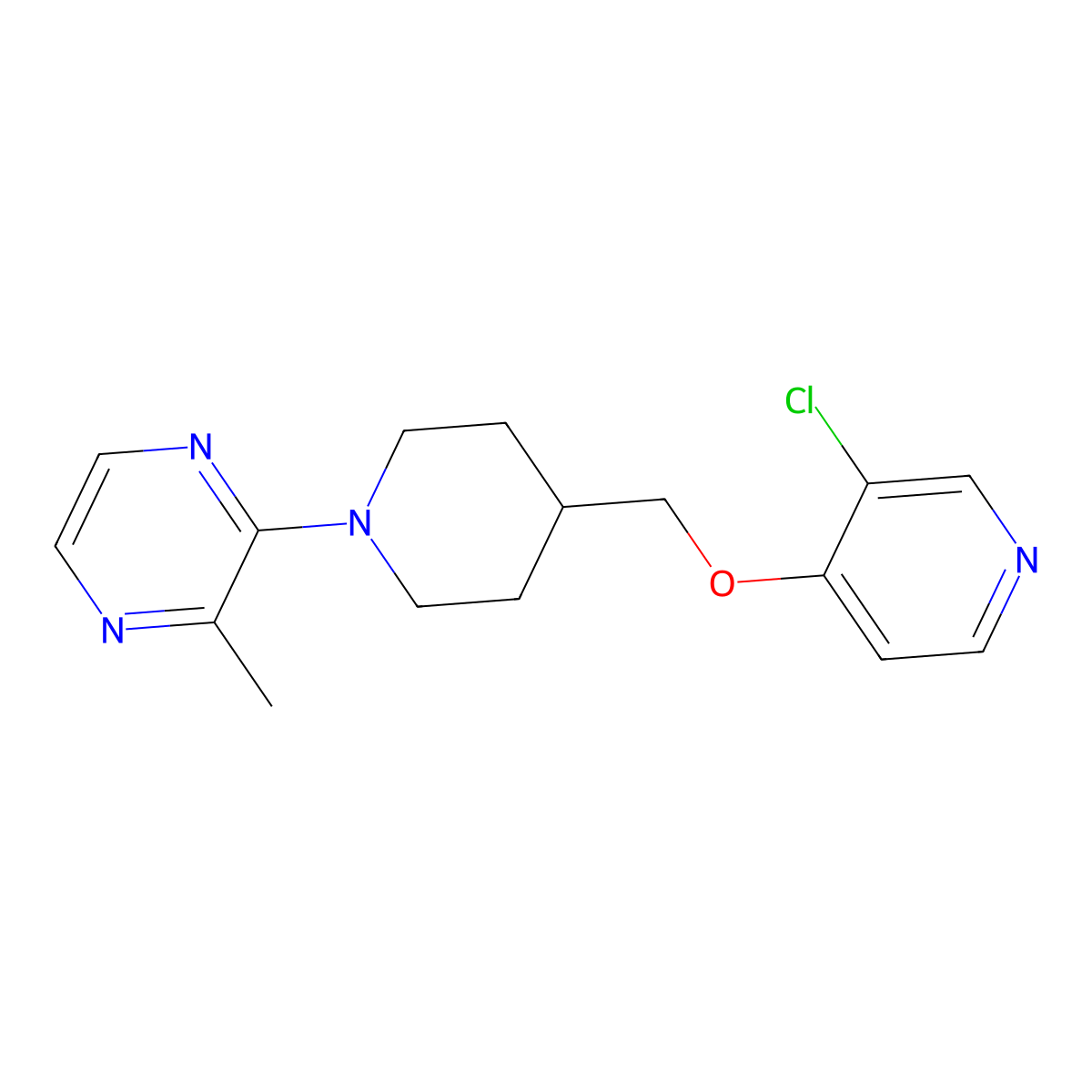 2-(4-{[(3-Chloropyridin-4-yl)oxy]methyl}piperidin-1-yl)-3-methylpyrazine molecular structure, CAS 2640956-27-8