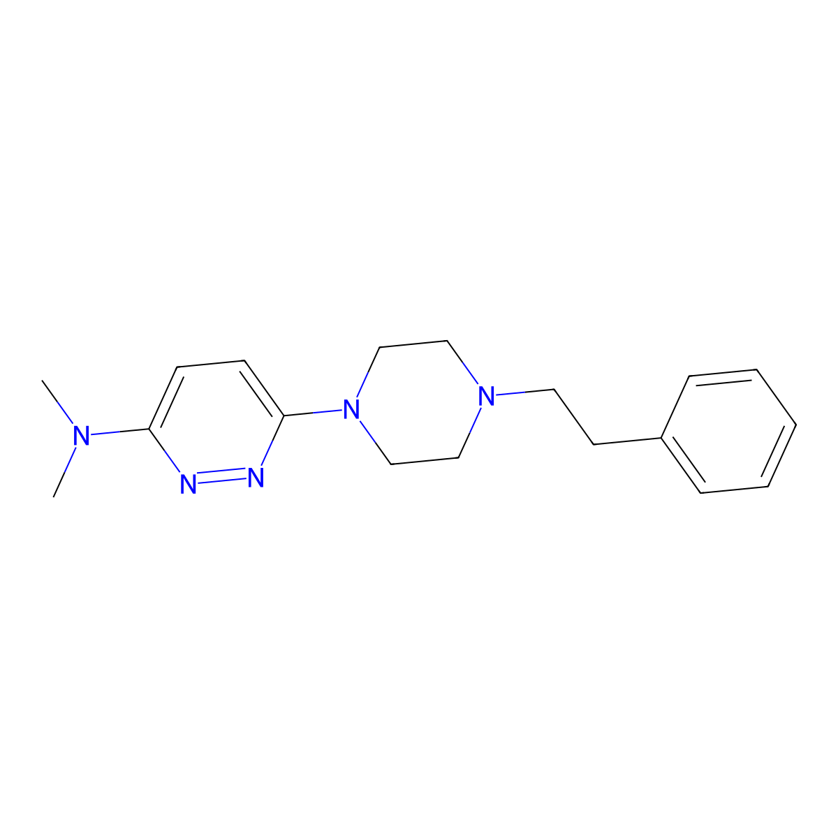 N,N-dimethyl-6-[4-(2-phenylethyl)piperazin-1-yl]pyridazin-3-amine molecular structure, CAS 2640956-29-0