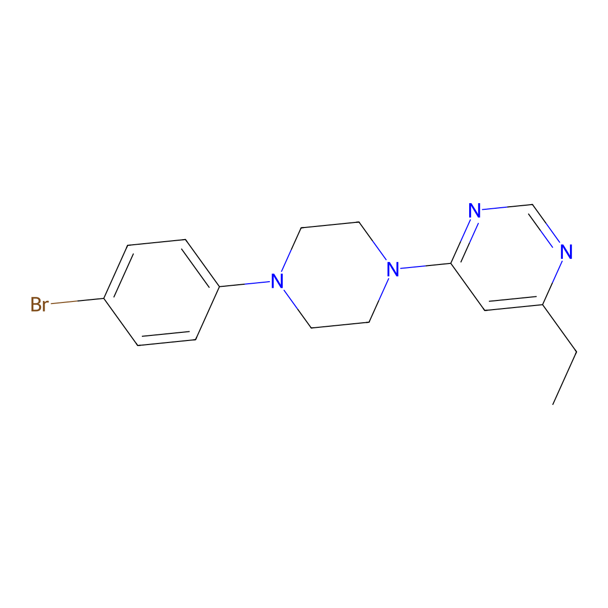 4-[4-(4-Bromophenyl)piperazin-1-yl]-6-ethylpyrimidine molecular structure, CAS 2640956-31-4