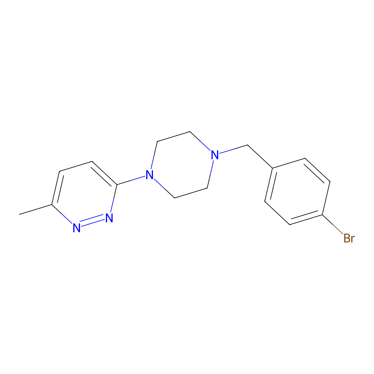 3-{4-[(4-Bromophenyl)methyl]piperazin-1-yl}-6-methylpyridazine molecular structure, CAS 2640956-34-7