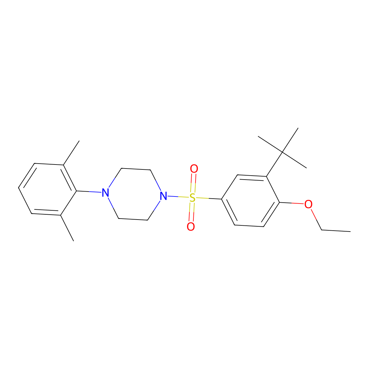 1-(3-Tert-butyl-4-ethoxybenzenesulfonyl)-4-(2,6-dimethylphenyl)piperazine molecular structure, CAS 2640956-38-1