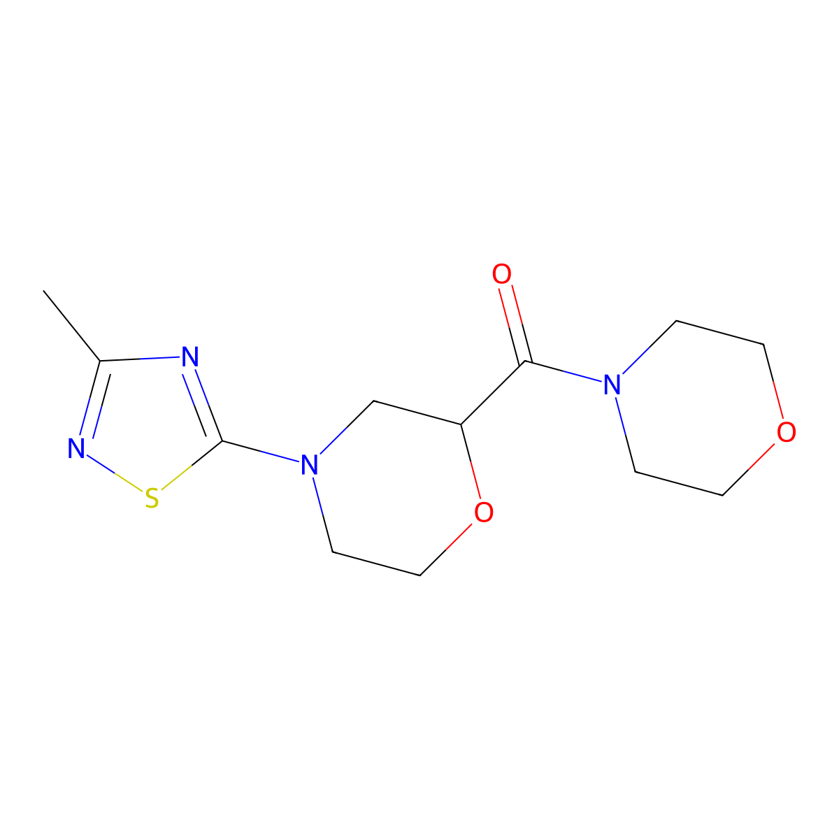 4-(3-Methyl-1,2,4-thiadiazol-5-yl)-2-(morpholine-4-carbonyl)morpholine molecular structure, CAS 2640956-43-8