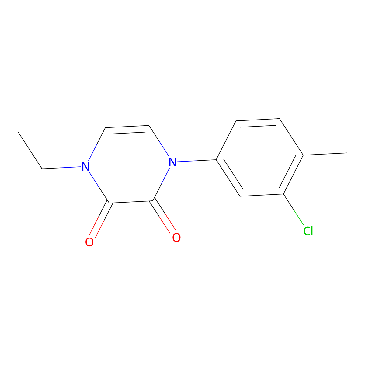 1-(3-Chloro-4-methylphenyl)-4-ethyl-1,2,3,4-tetrahydropyrazine-2,3-dione molecular structure, CAS 2640956-47-2