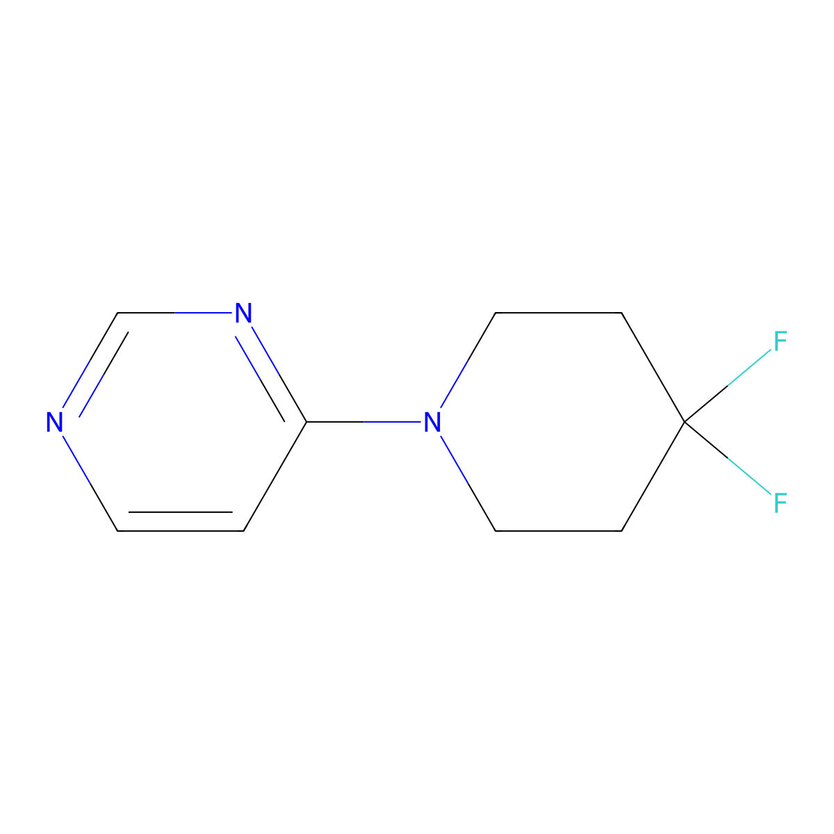 4-(4,4-Difluoropiperidin-1-yl)pyrimidine molecular structure, CAS 2640956-49-4