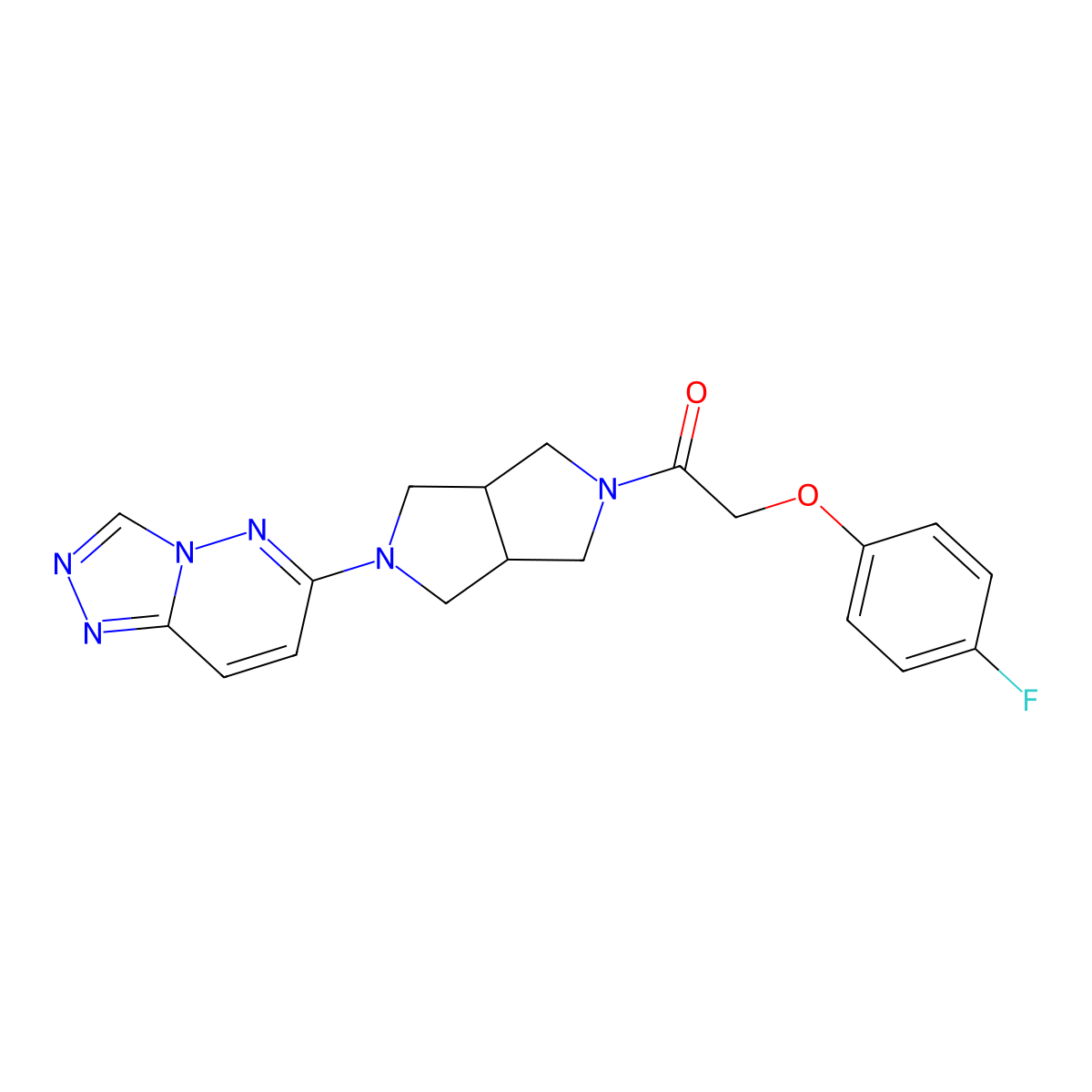 2-(4-Fluorophenoxy)-1-(5-{[1,2,4]triazolo[4,3-b]pyridazin-6-yl}-octahydropyrrolo[3,4-c]pyrrol-2-yl)ethan-1-one molecular structure, CAS 2640956-54-1
