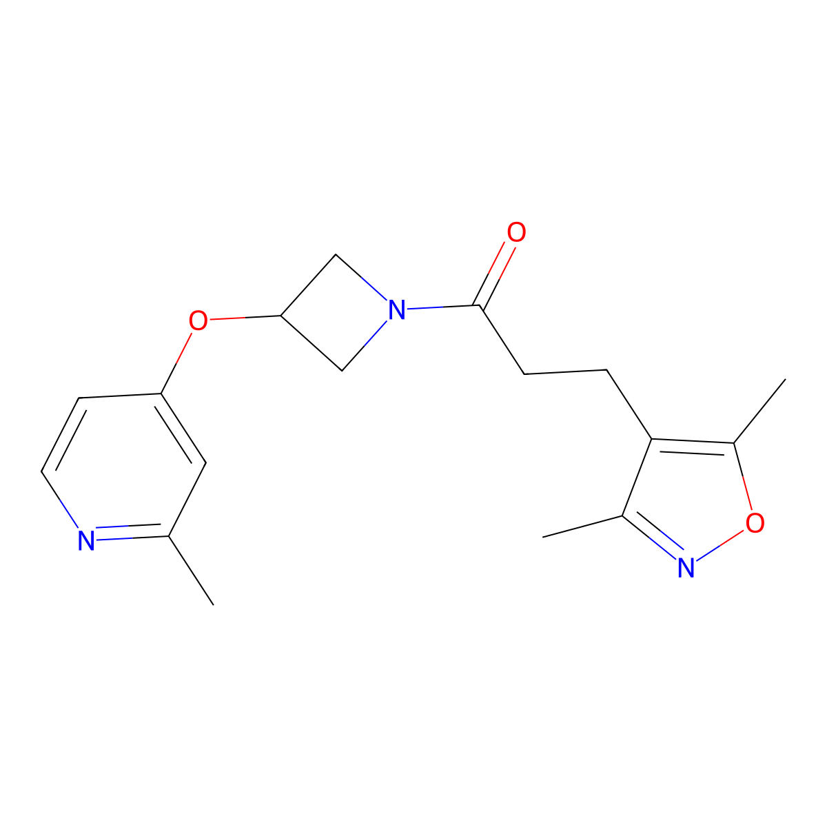 3-(3,5-Dimethyl-1,2-oxazol-4-yl)-1-{3-[(2-methylpyridin-4-yl)oxy]azetidin-1-yl}propan-1-one molecular structure, CAS 2640956-67-6