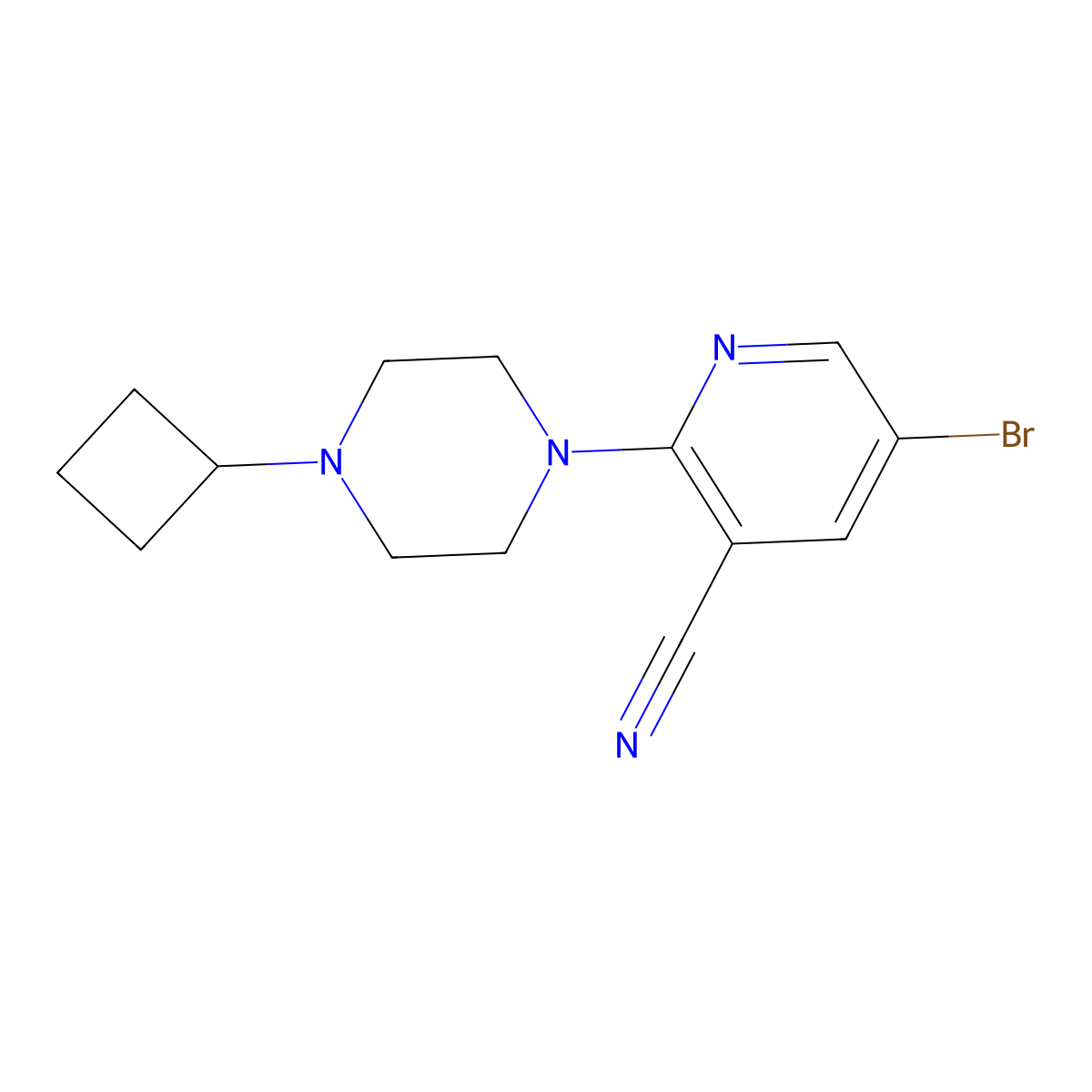 5-Bromo-2-(4-cyclobutylpiperazin-1-yl)pyridine-3-carbonitrile molecular structure, CAS 2640956-68-7
