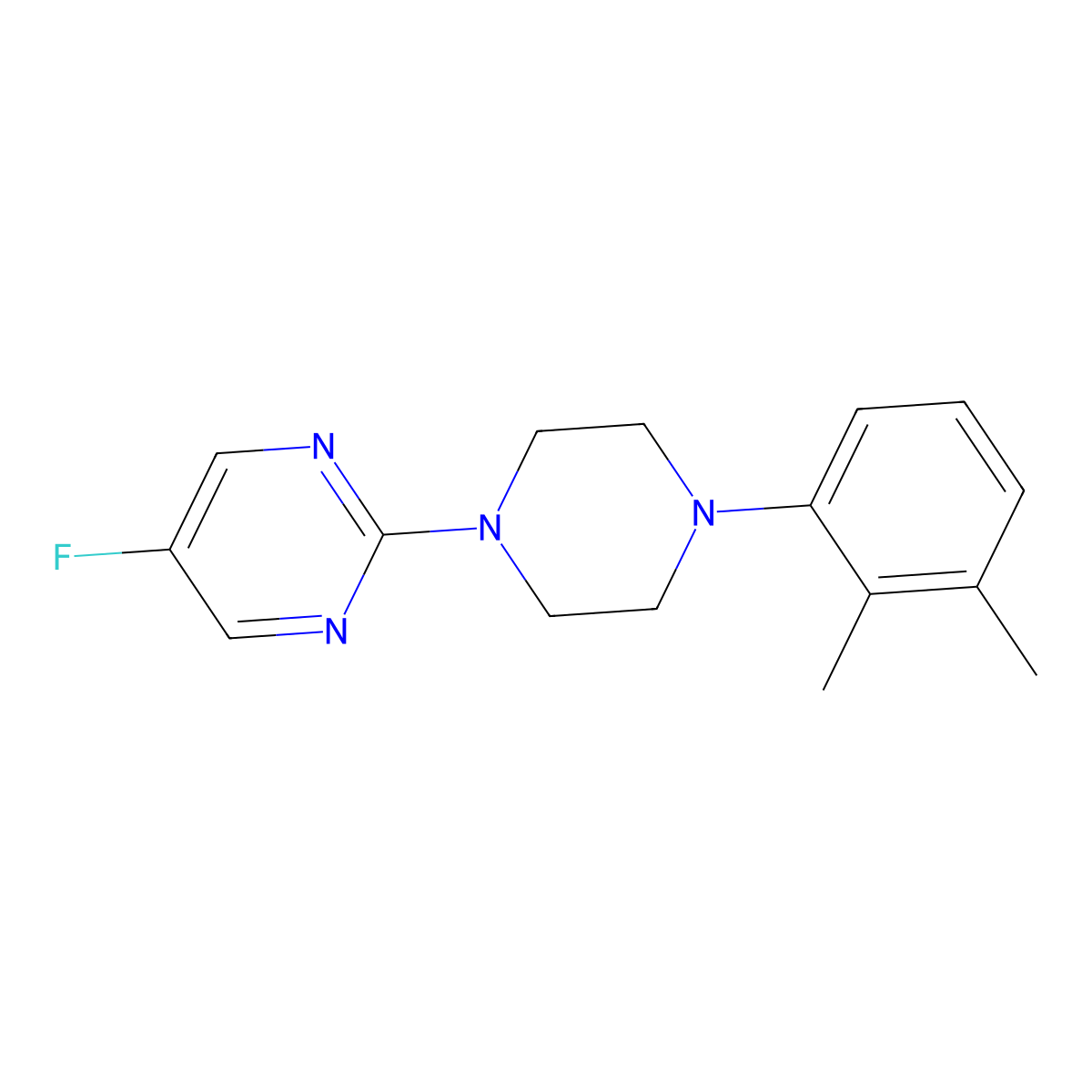 2-[4-(2,3-Dimethylphenyl)piperazin-1-yl]-5-fluoropyrimidine molecular structure, CAS 2640956-76-7