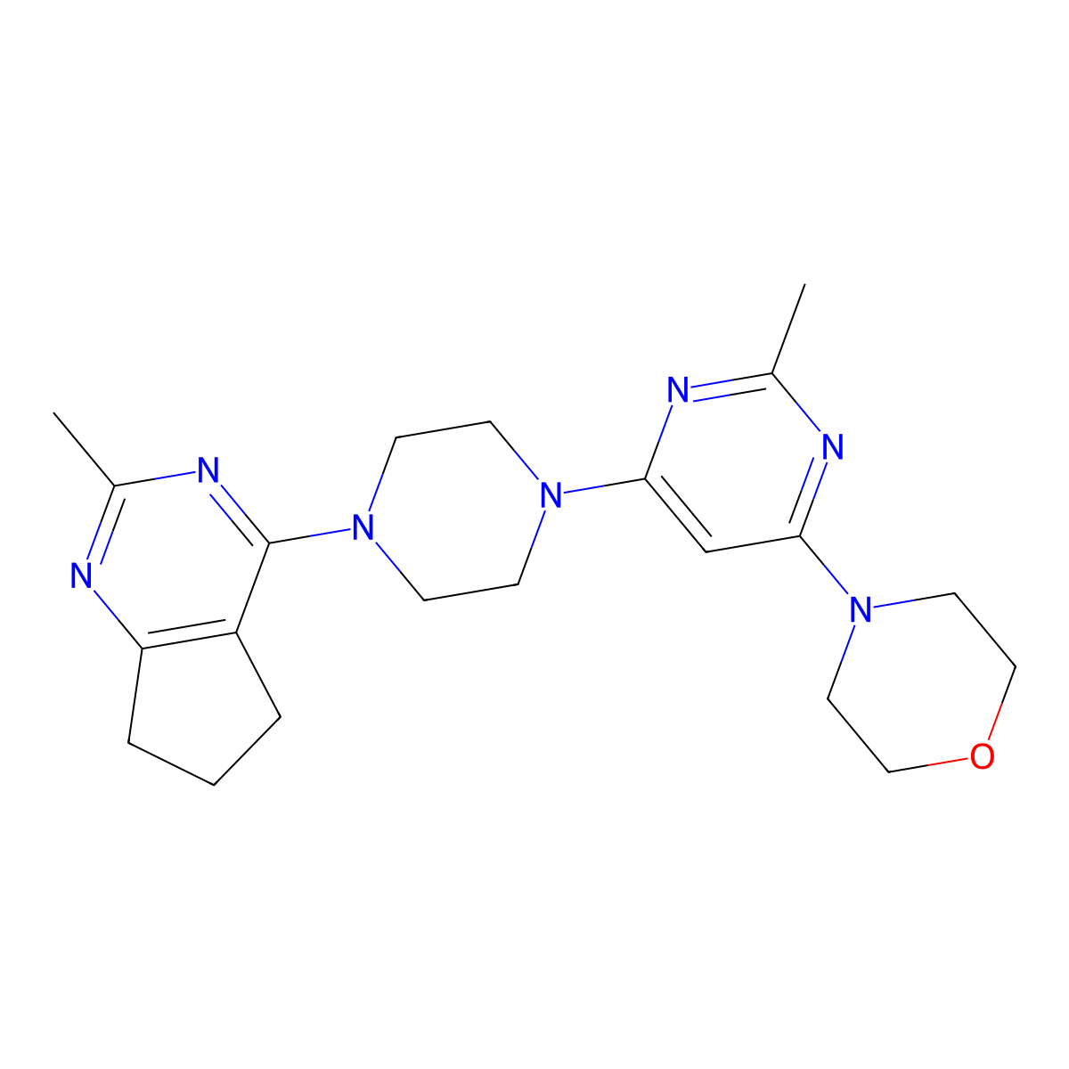 4-[2-methyl-6-(4-{2-methyl-5H,6H,7H-cyclopenta[d]pyrimidin-4-yl}piperazin-1-yl)pyrimidin-4-yl]morpholine molecular structure, CAS 2640956-81-4